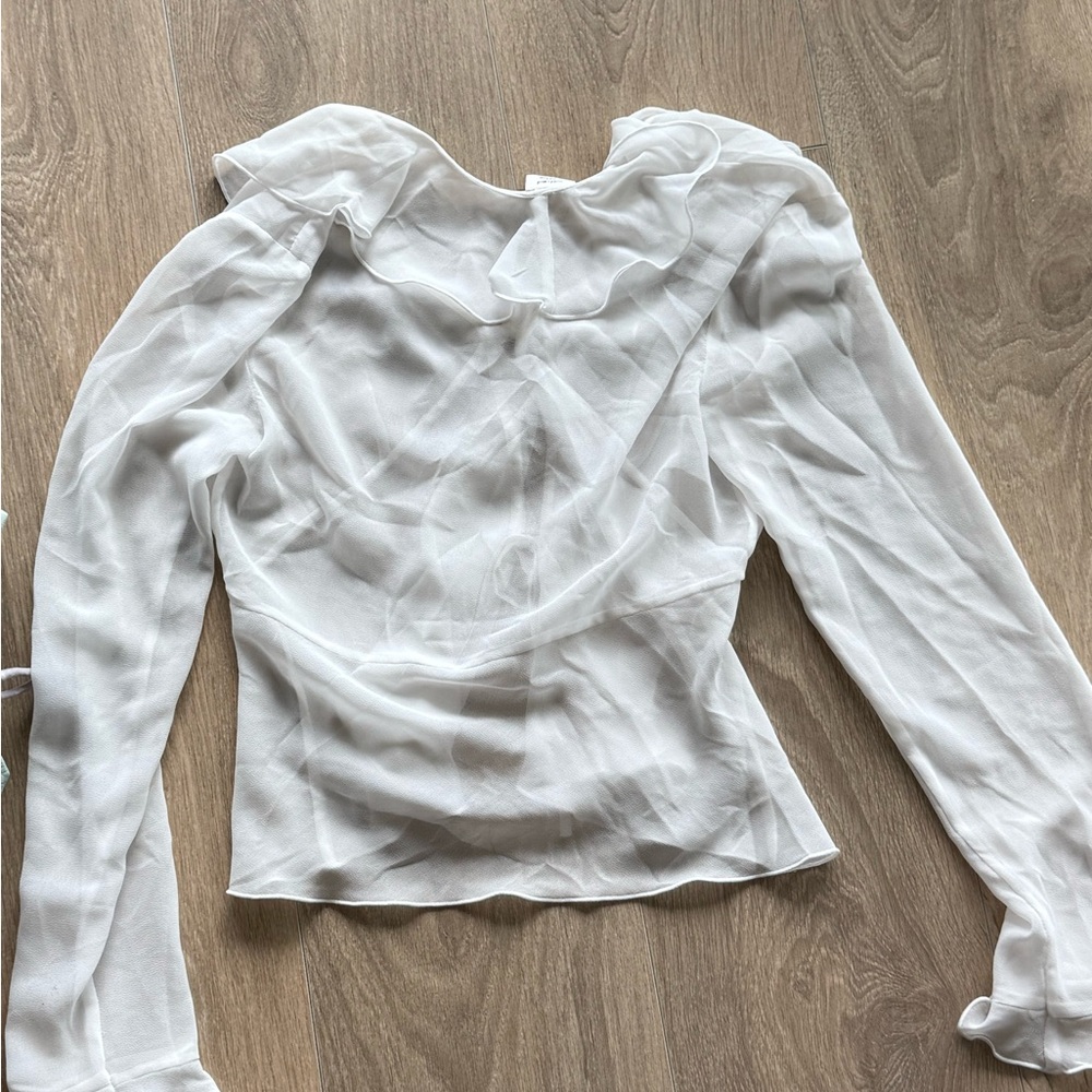 Wilfred Sheer White Ruffled Blouse